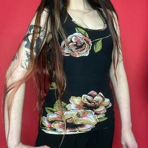 Y2k floral tank top 🖤❤️​​​​​​​​​​​​​​​​